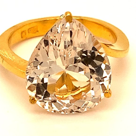 Certified Imperial Topaz 11.70ct Solid 22K Ring - Picture 8 of 11